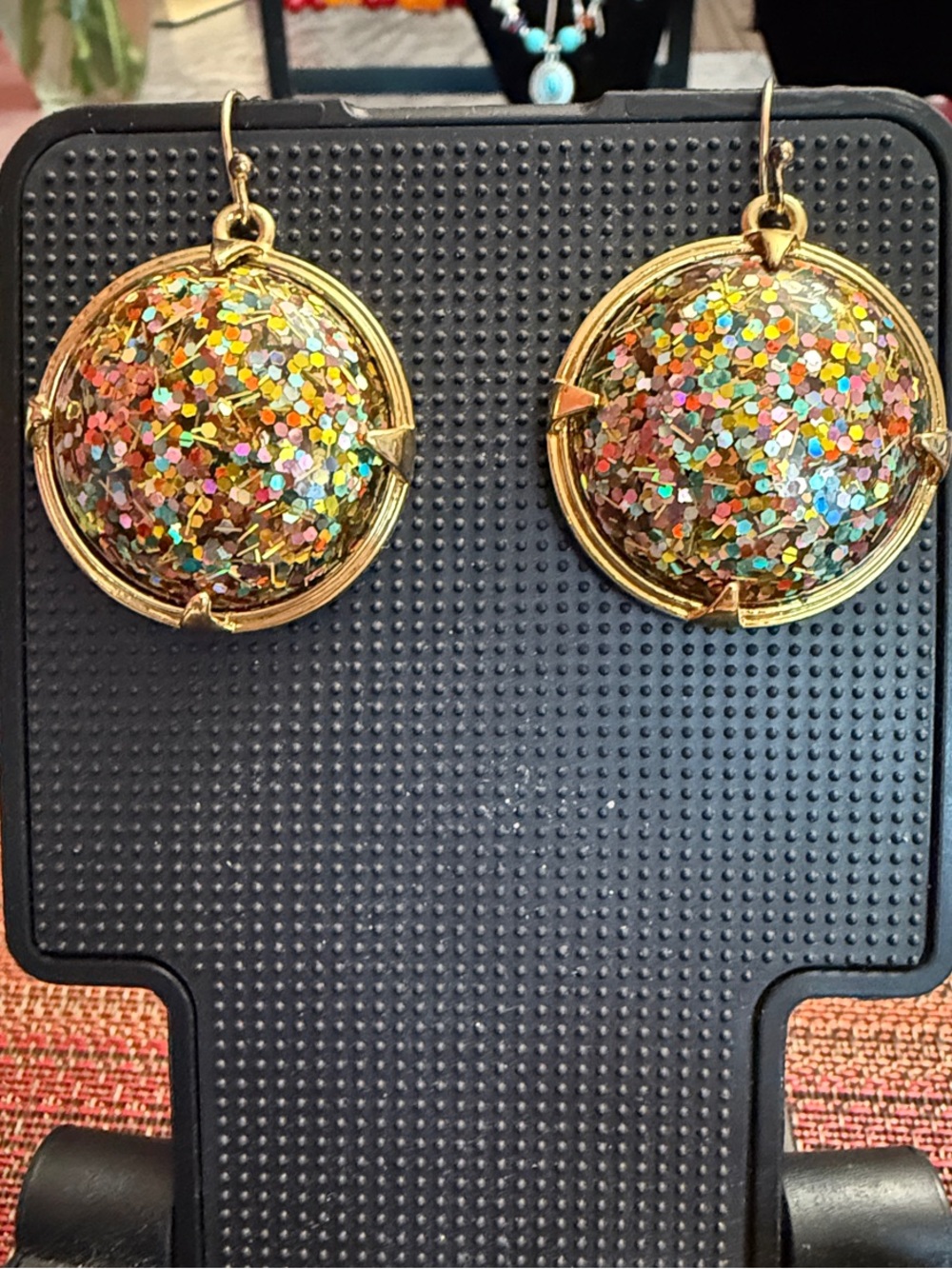 Lulu Frost Gold-Tone Multi-Color Glitter Dome Earrings
